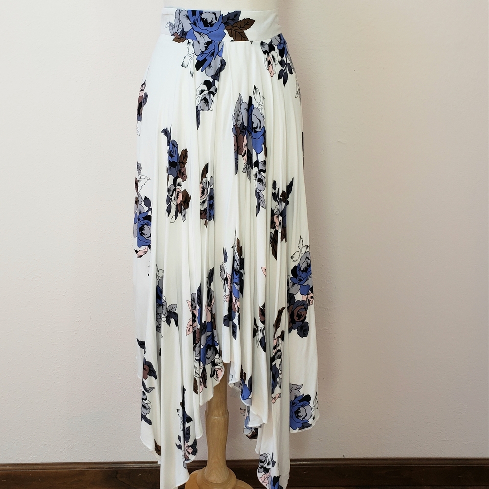 Lapis White and Blue Floral Maxi Skirt